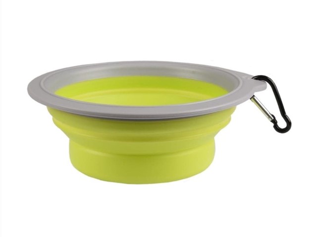 Comedero bebedero plegable 375ml azul y verde 